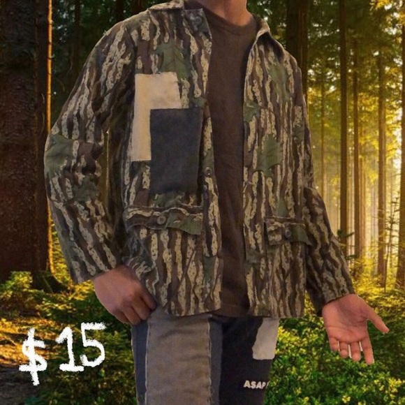 ✇ Custom patch forest button up 🌳🍃🦌 ✇ - Picture 1 of 3